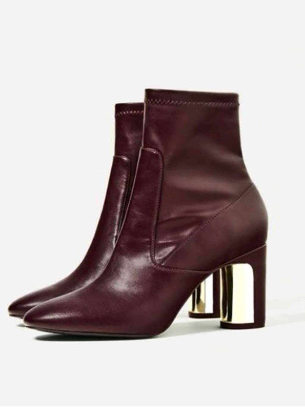 ZARA DARK BURGUNDY ANKLE BOOTS
